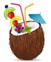 Коктейль в кокосе - картинка					№8572