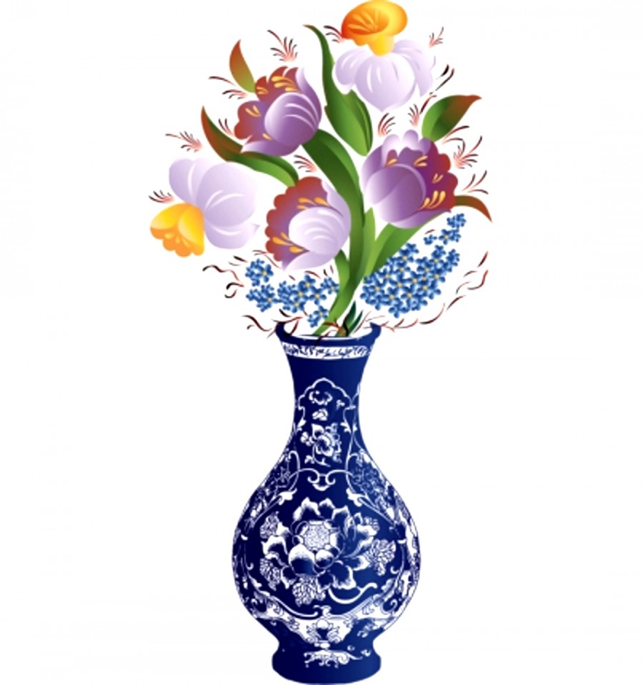 Нарциссы в красивой синей вазе - картинка №12235