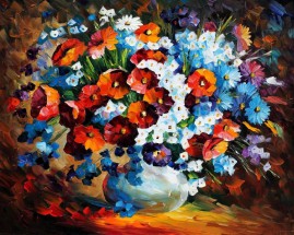 Букет полевых цветов в вазе - картинка					№13593