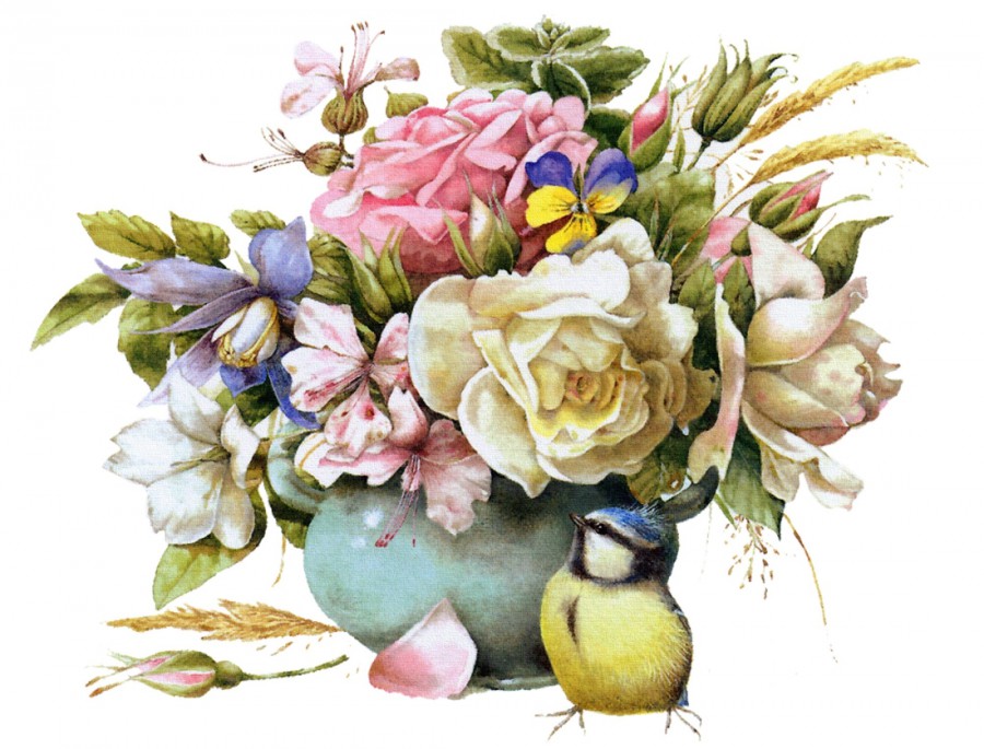 Пастельная цветочная композиция - картинка №11231