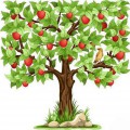 Яблочное дерево с птичкой - картинка №14294
