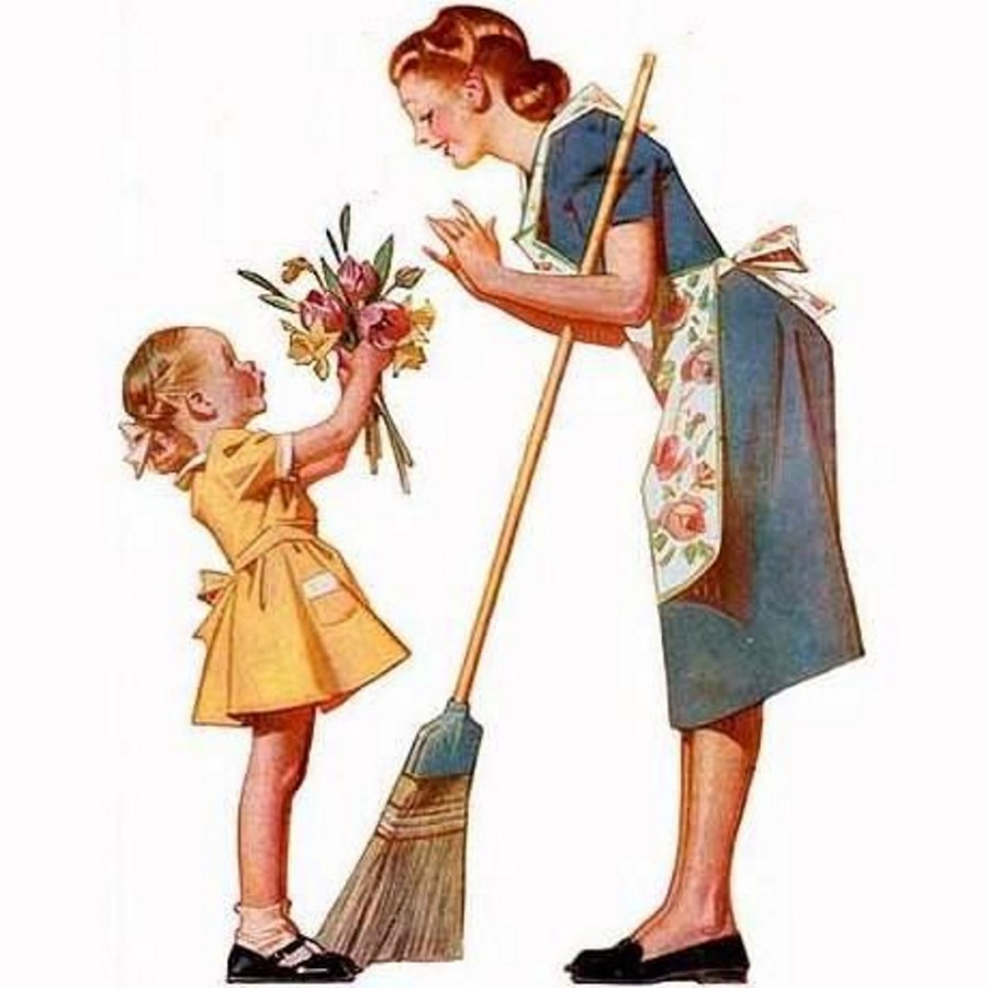 Ребенок дарит маме цветы рисунок
