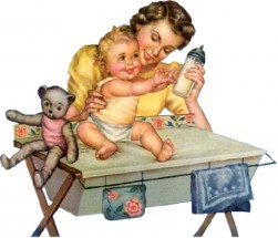 Мама кормит малыша - картинка					№9597