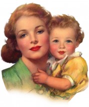 Мама с малышом в стиле ретро - картинка					№9451