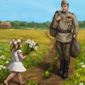 Девочка встречает с цветами солдата - картинка №9770