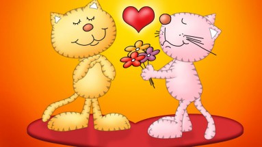 Коты праздную день святого Валентина - картинка					№10718
