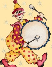 Клоун с барабаном - картинка					№11461