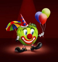 Яблоко в костюме клоуна - картинка					№12133