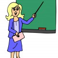 Учительница с указкой у доски - картинка №11444