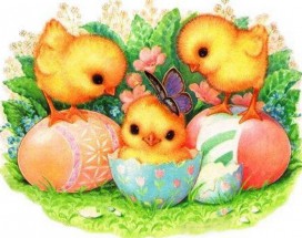 Птенцы в пасхальных яйцах - картинка					№10654