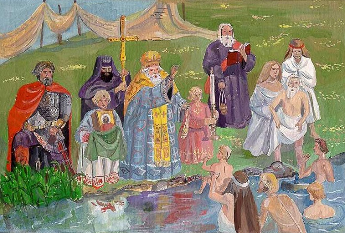 Восточные славяне принятие христианства. Картинки крещение Руси князем Владимиром.