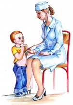 Женщина врач слушает ребенка - картинка					№12420