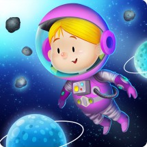 Космонавт в фиолетовом костюме - картинка					№9424
