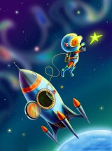 Космонавт и звездочка - картинка					№13465