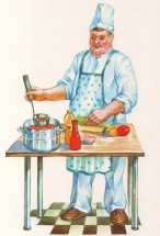 Повар готовит еду - картинка					№10081