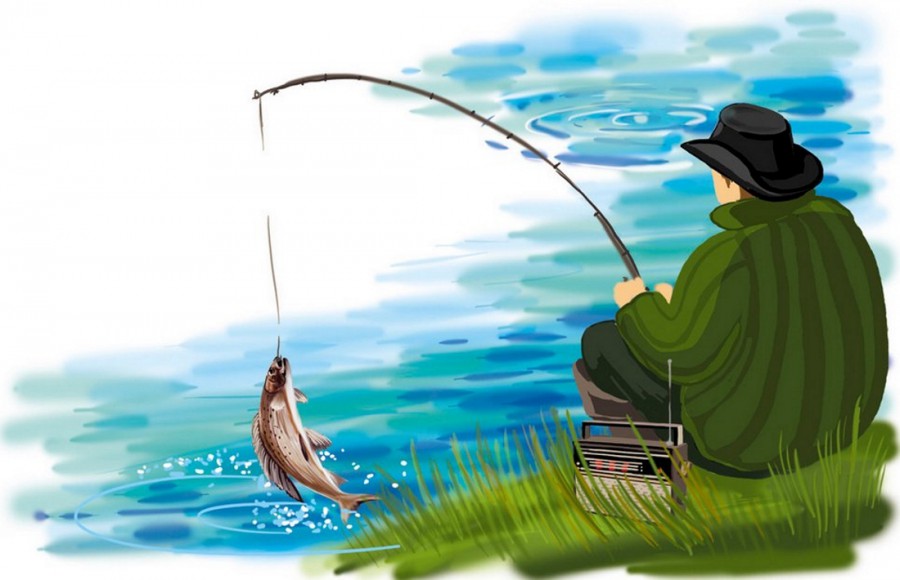 Рыбак на берегу водоема - картинка №13334