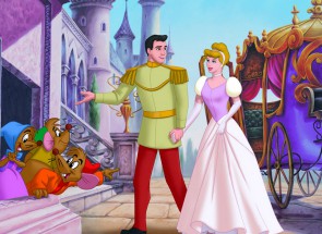 Принц ведет Золушку в замок а мыши радуются - картинка					№12654