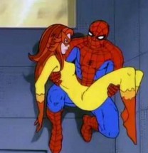 Человек паук спасает даму - картинка					№12852