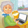 Бабушка за ноутбуком - картинка №12592