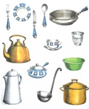 Нарисованная посуда - картинка					№13920