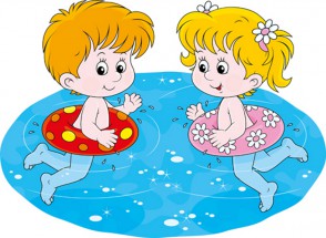 Девочка и мальчик в бассейне - картинка					№11269