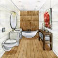 Ванная комната с деревянным полом - картинка №9675