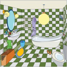 Ванная комната с зеленой плиткой - картинка					№13213