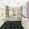 Ванная комната с черной наполной плиткой - картинка №11984