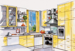 Кухня желтого цвета - картинка					№11318