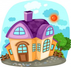 Дом с фиолетовой крышей - картинка					№9667